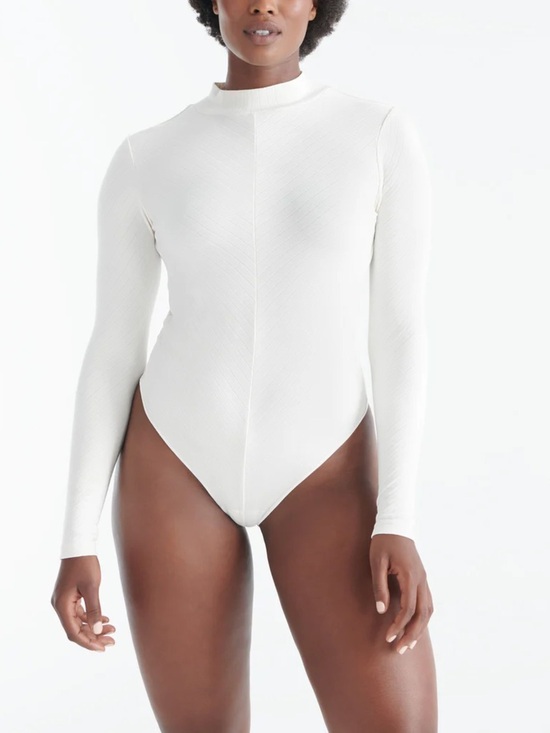knix Tops - knix Papaya Mock Neck White / Cream Long-Sleeve  Bodysuit